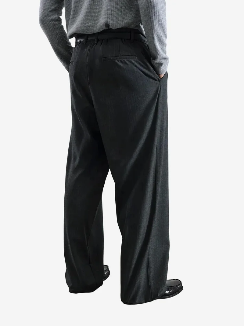 Giesto Black GIESTO Men's Striped Palazzo Pants with Pleats for Men | Best Price UAE